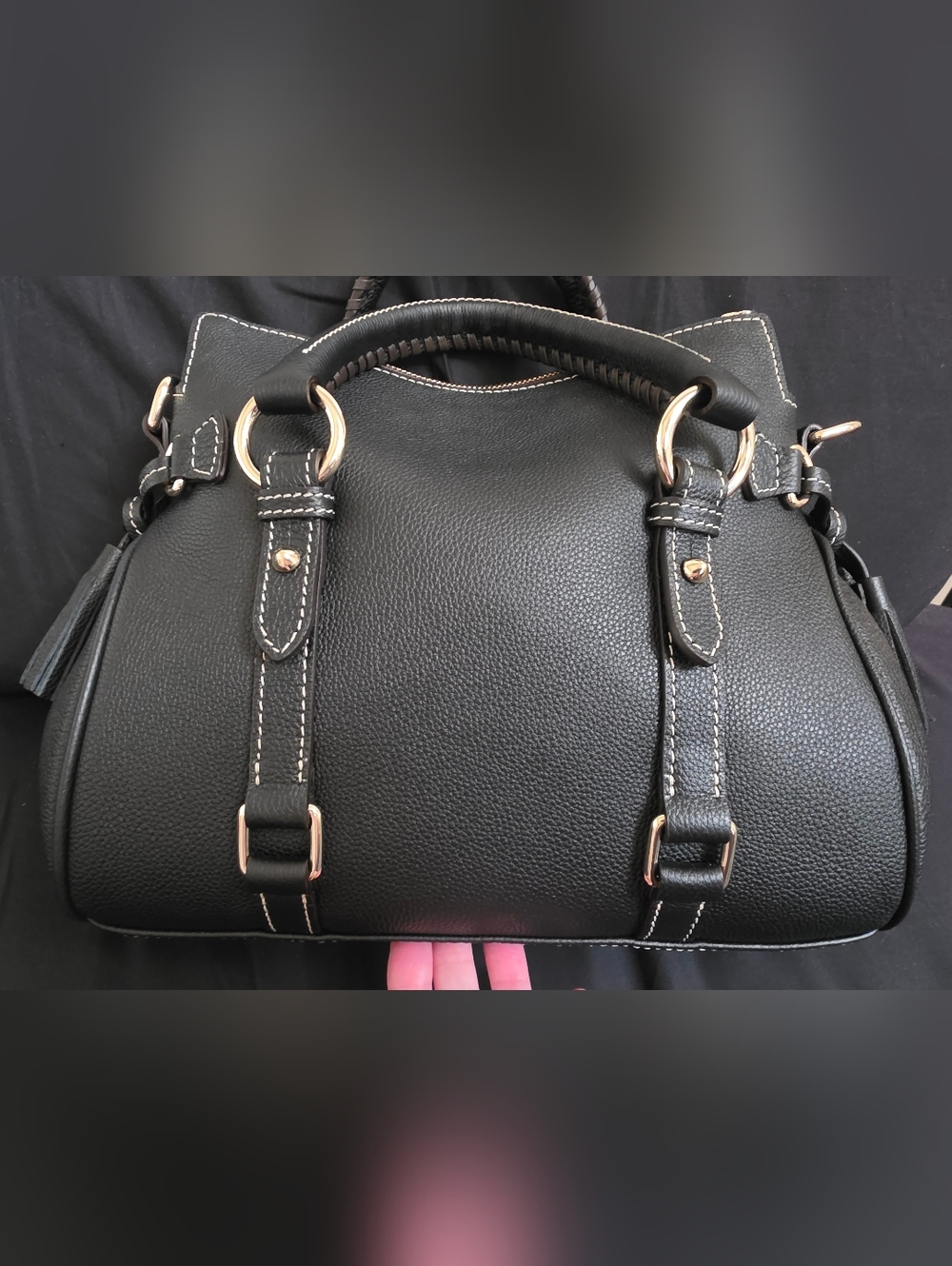 Dooney & Bourke Black Sorrento Leather Satchel Bag - Picture 2 of 6